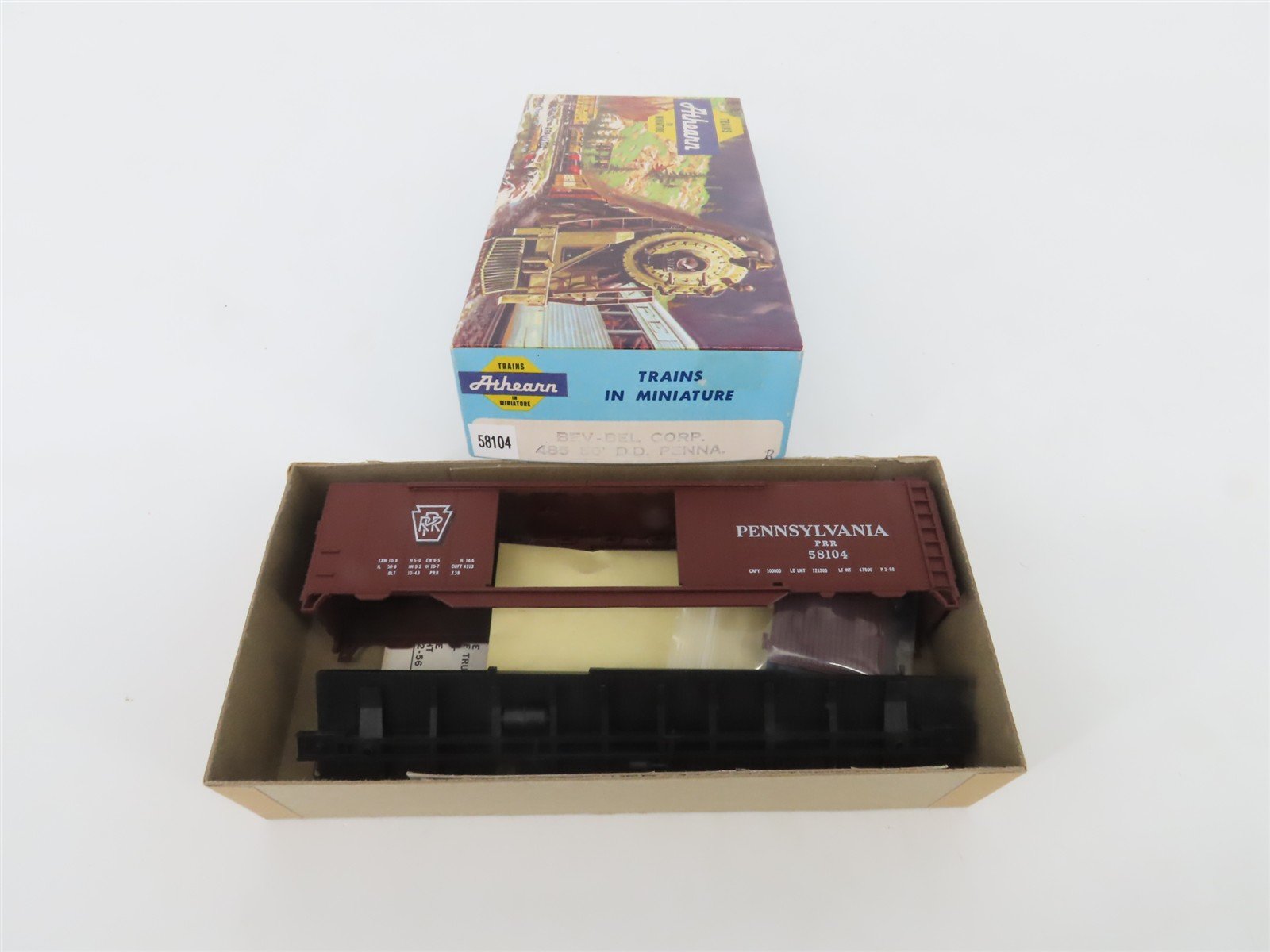 HO Athearn Bev-Bel Kit 485 PRR Pennsylvania 50' Double-Door Box Car #58104