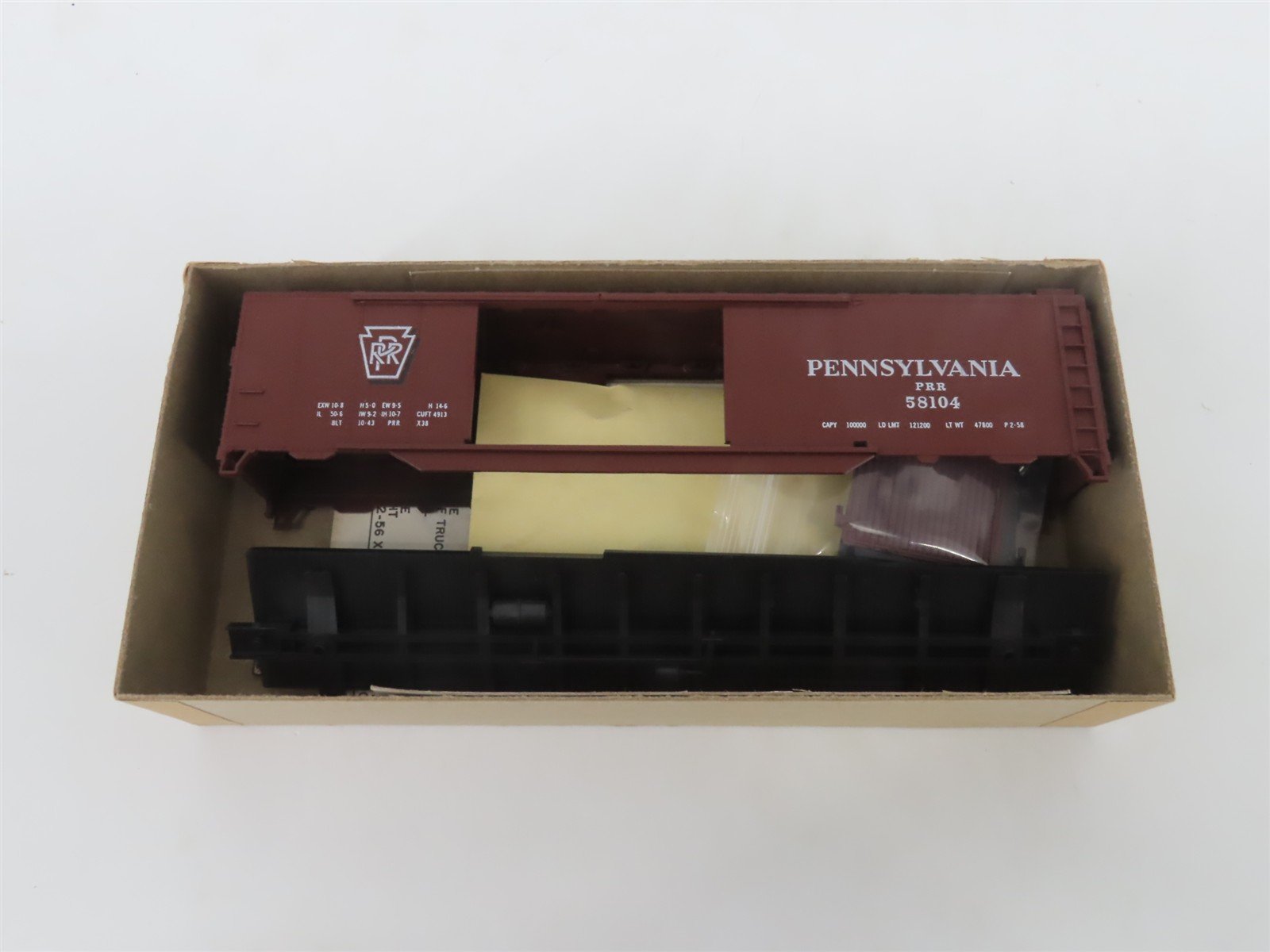 HO Athearn Bev-Bel Kit 485 PRR Pennsylvania 50' Double-Door Box Car #58104