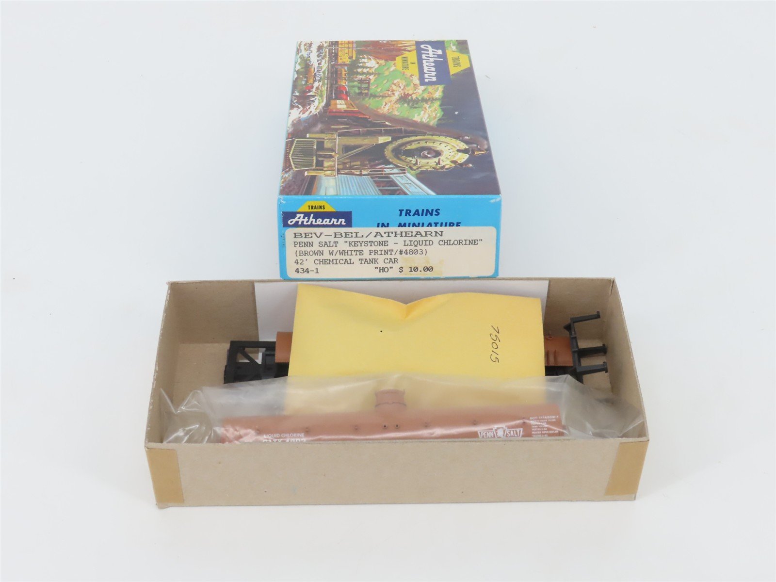 HO Scale Athearn Bev-Bel Kit 434-1 GATX Penn Salt 42' Chemical Tank Car #4803