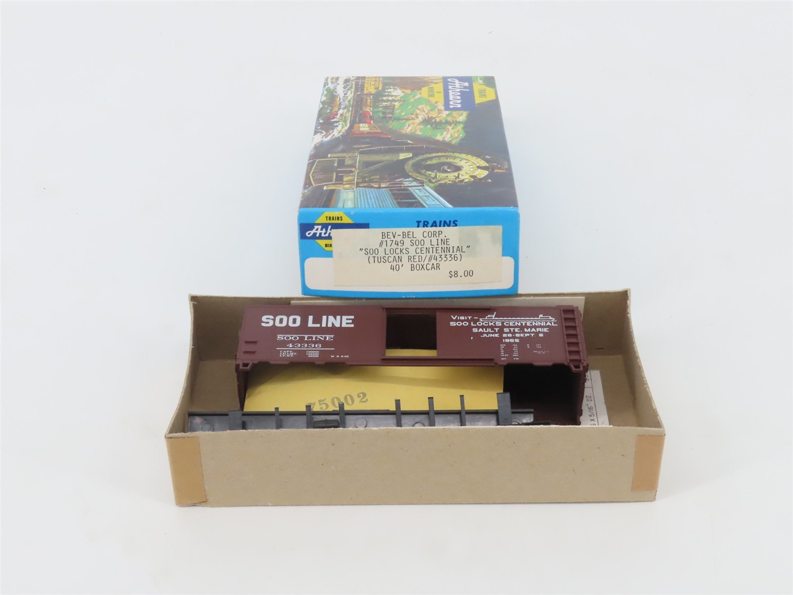 HO Athearn Bev-Bel Kit 1749 SOO Line "Soo Locks Centennial" 40' Box Car #43336