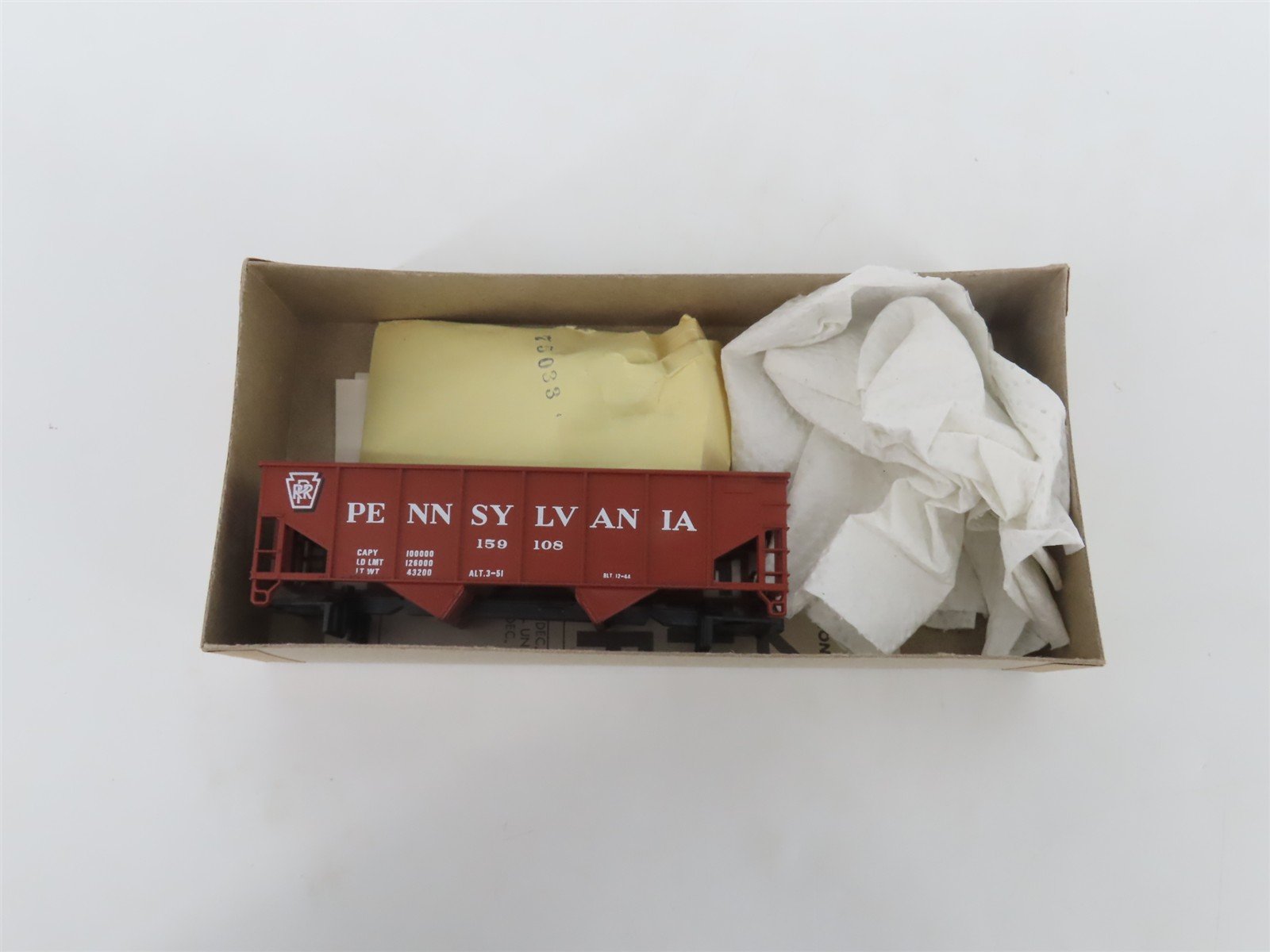 HO Scale Athearn Bev-Bel Kit 1371 PRR Pennsylvania 34' 2-Bay Hopper #159108