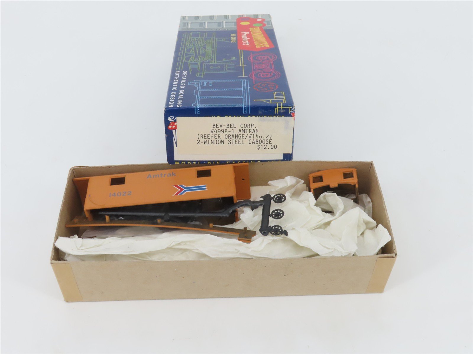 HO Roundhouse Bev-Bel Kit 4998-1 AMTK Amtrak Orange Center Cupola Caboose #14022