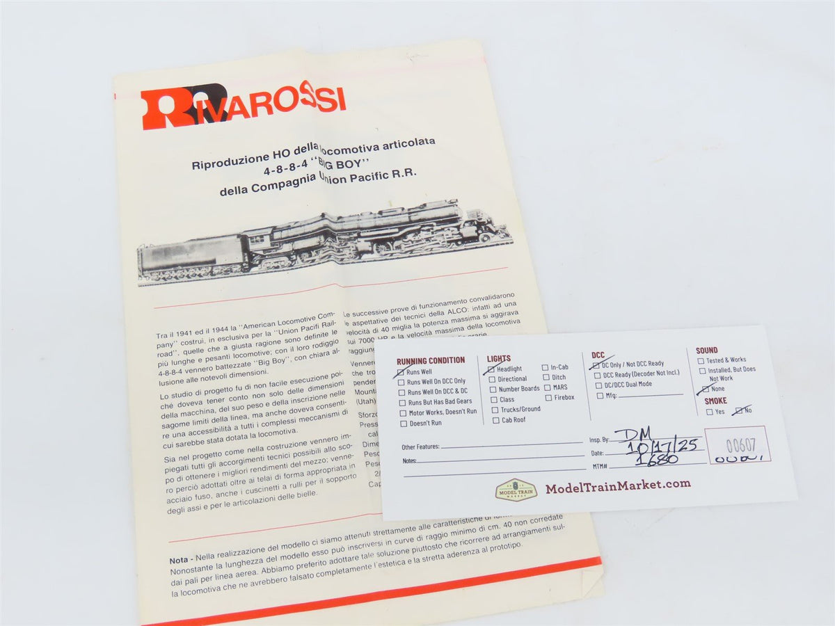 HO Scale Rivarossi 1586 UP Union Pacific 4-8-8-4 Steam Locomotive #4006