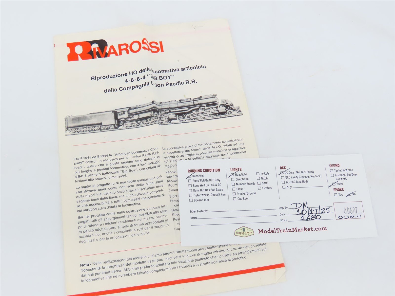 HO Scale Rivarossi 1586 UP Union Pacific 4-8-8-4 Steam Locomotive #4006