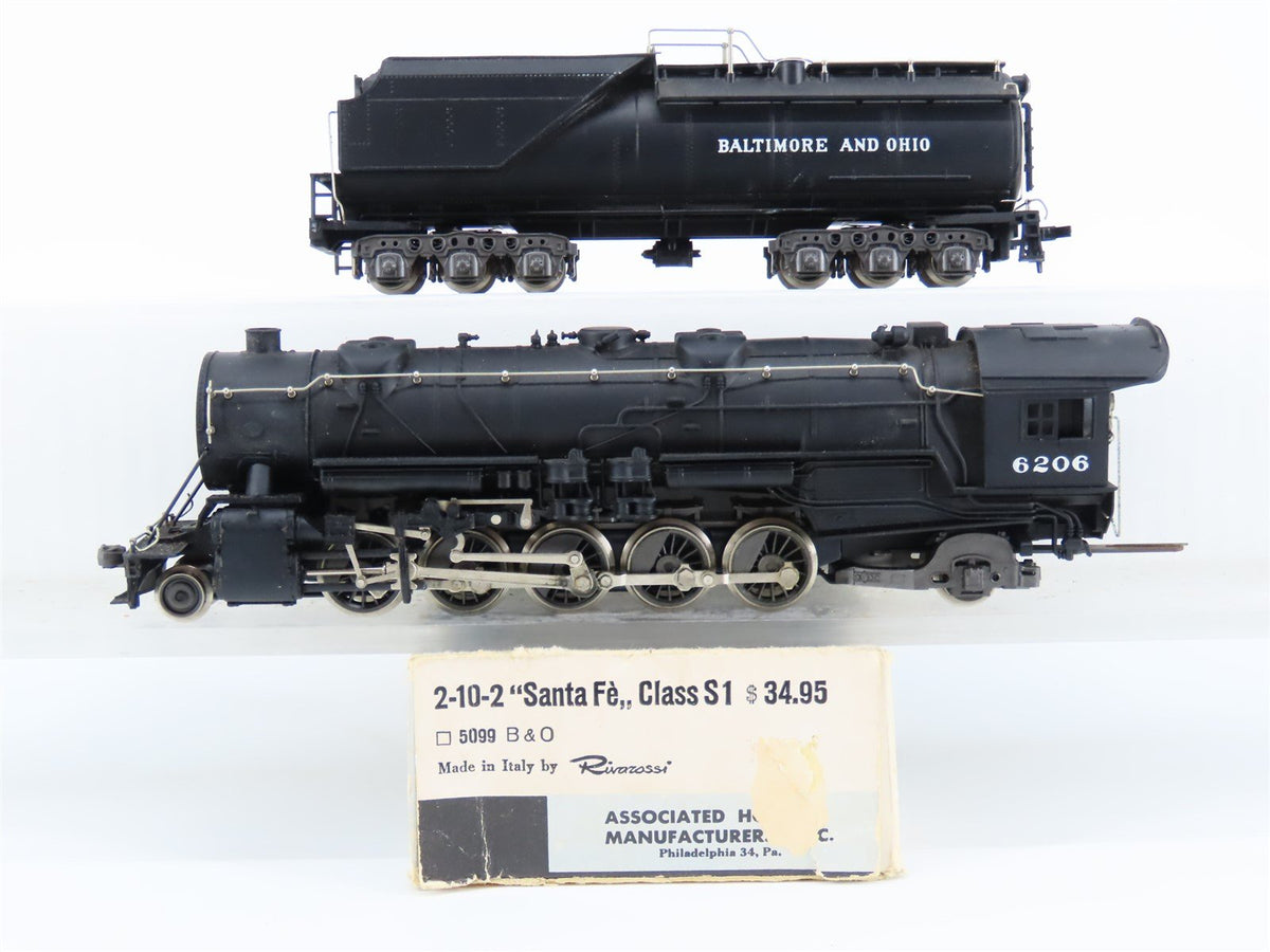 HO Scale Rivarossi 5099 B&amp;O Baltimore &amp; Ohio 2-10-2 Steam Locomotive #6206
