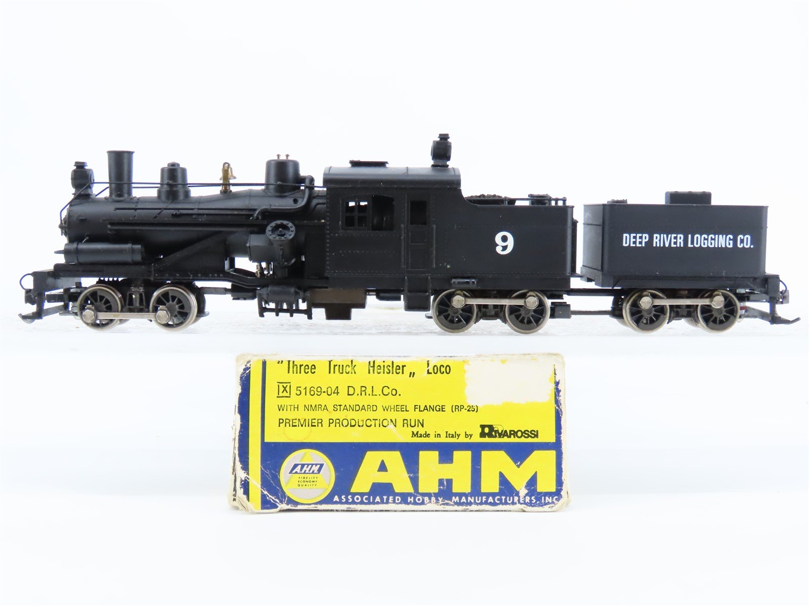 HO Scale AHM 5169-04 Deep River Logging Three Truck Heisler Steam Locomotive #9