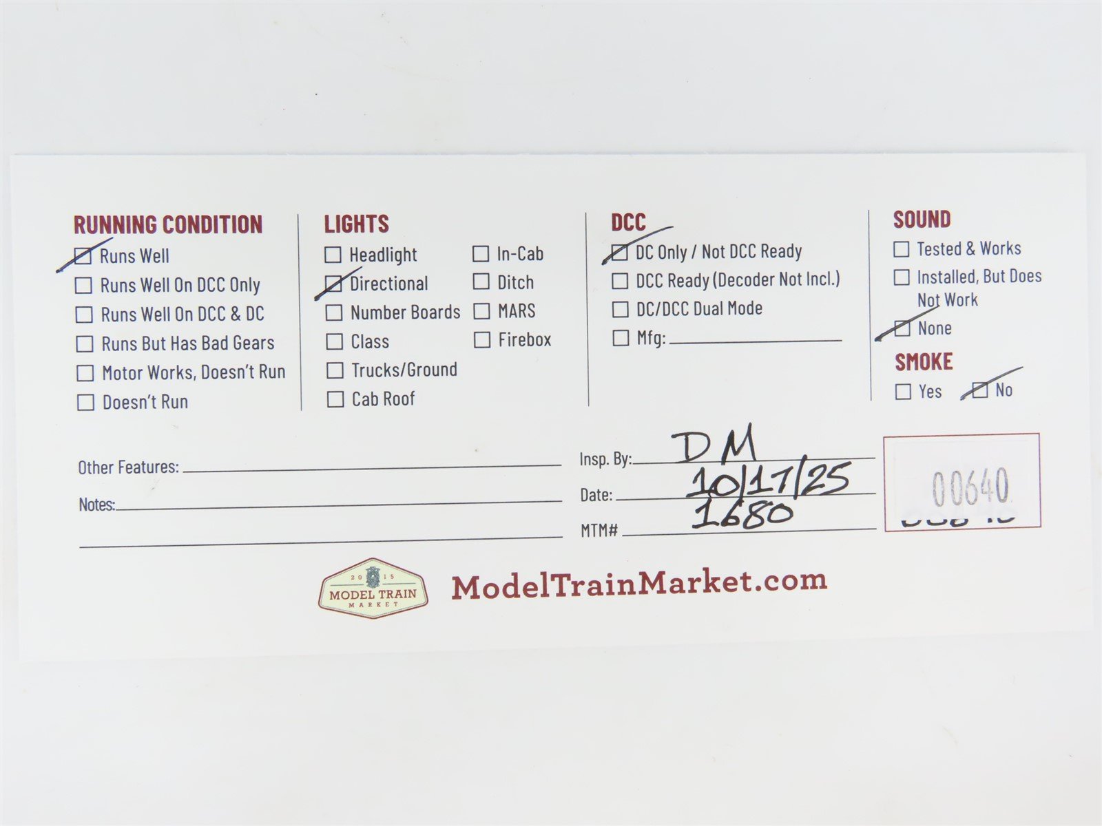 HO Scale AHM 5169-04 Deep River Logging Three Truck Heisler Steam Locomotive #9