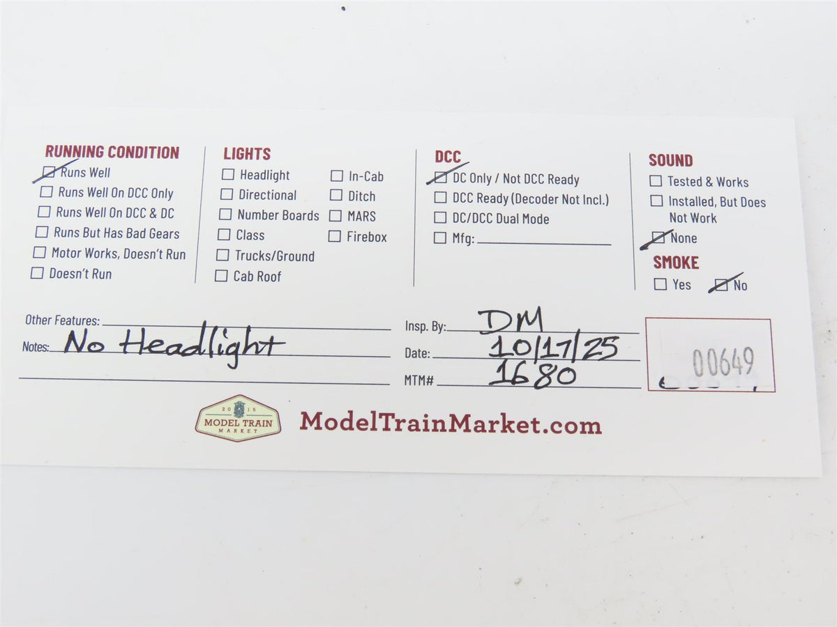 HO Scale AHM 5067 V&amp;T Virginia &amp; Truckee 4-4-0 Steam Locomotive &quot;Genoa&quot;