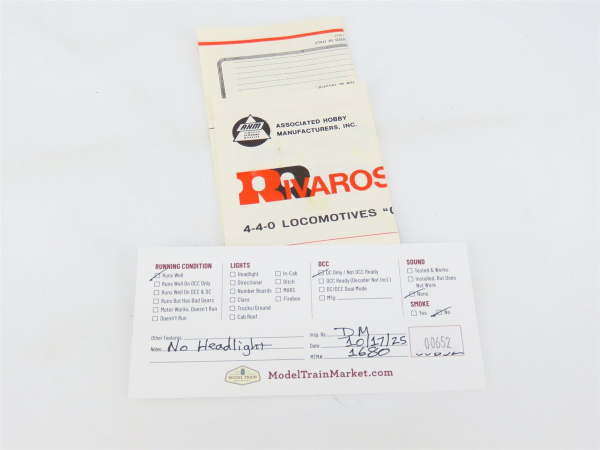 HO Scale AHM 5070-B V&amp;T Virginia &amp; Truckee 4-4-0 Steam Locomotive &quot;Reno&quot;