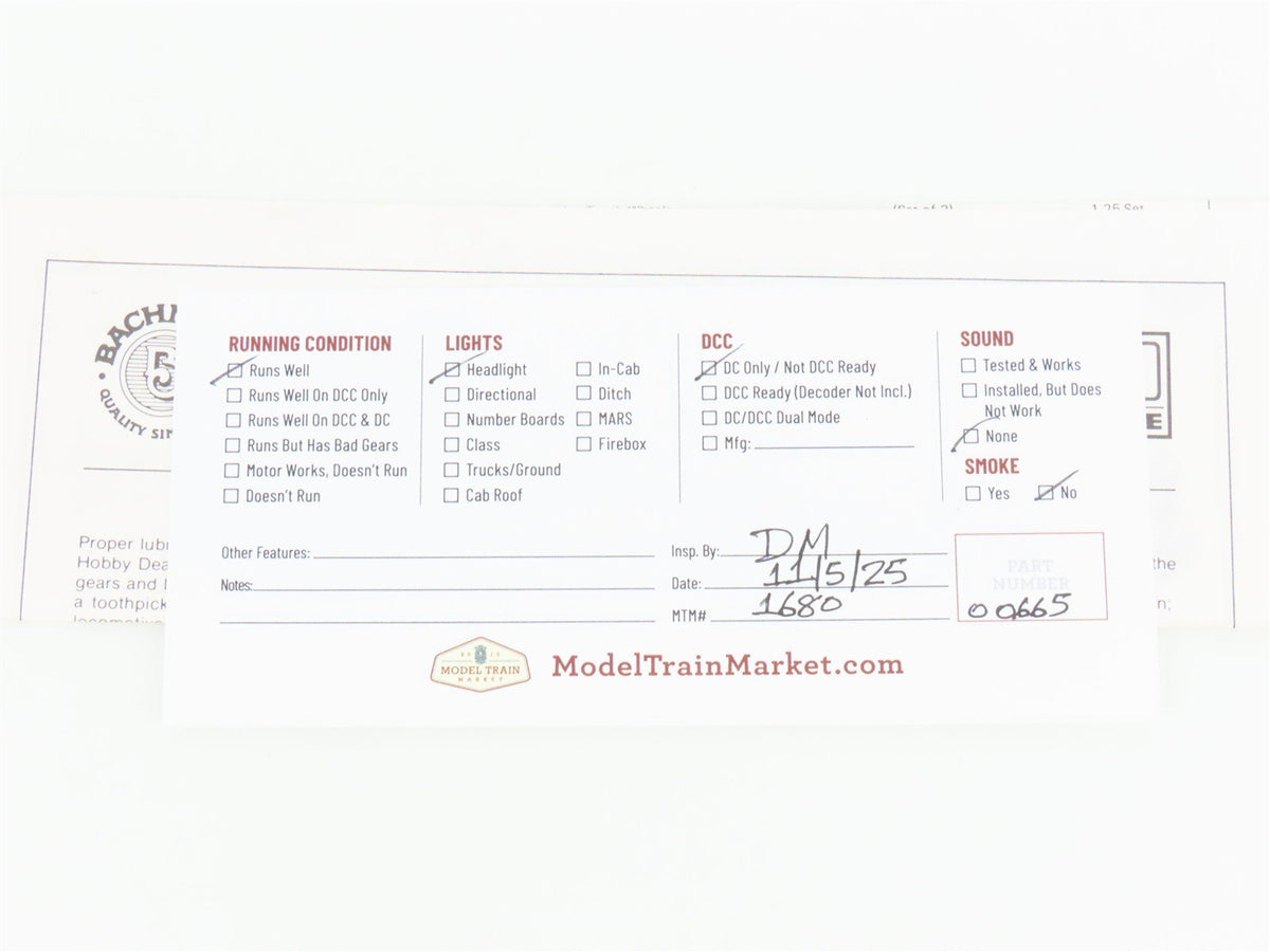 HO Scale Bachmann 41-510-01 UPRR Union Pacific 4-4-0 American Steam #119