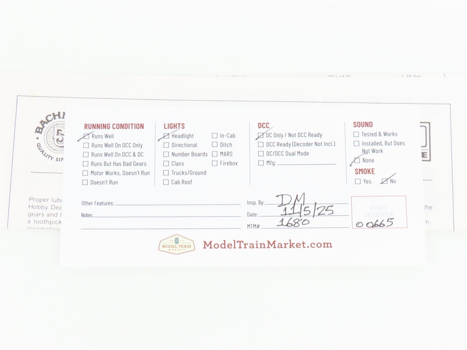 HO Scale Bachmann 41-510-01 UPRR Union Pacific 4-4-0 American Steam #119