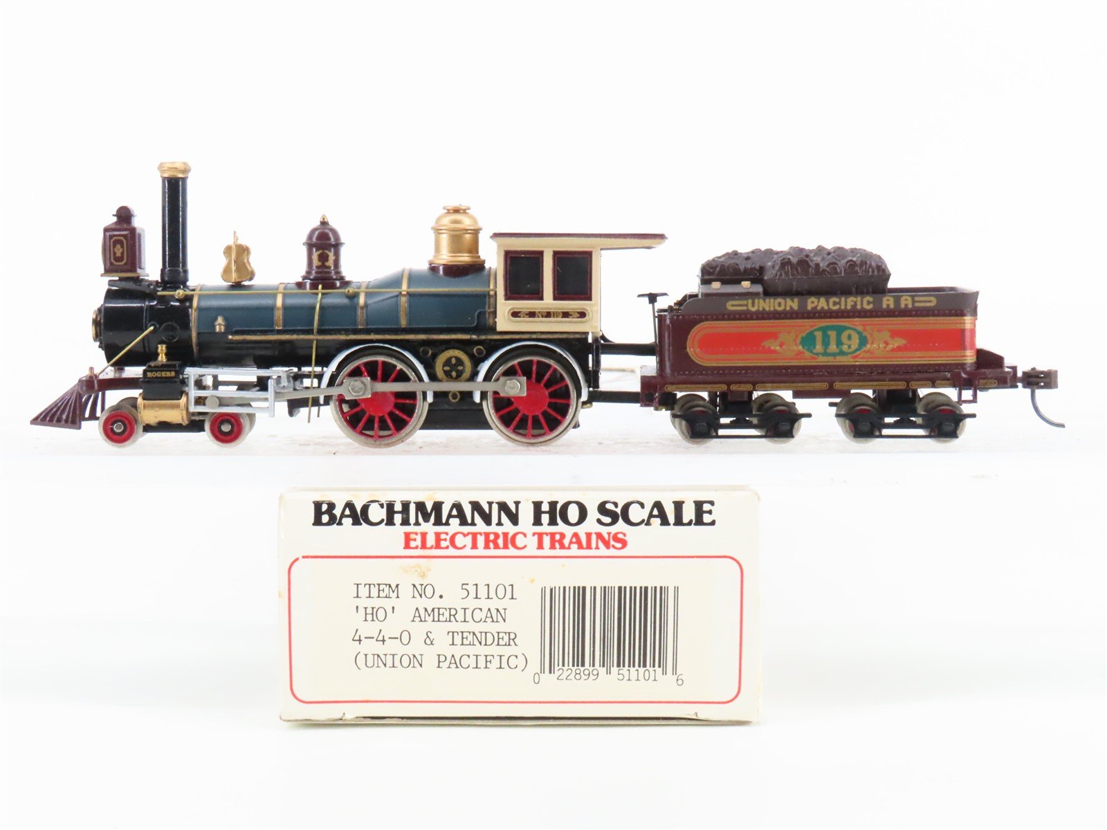 HO Scale Bachmann 51101 UPRR Union Pacific 4-4-0 American Steam #119