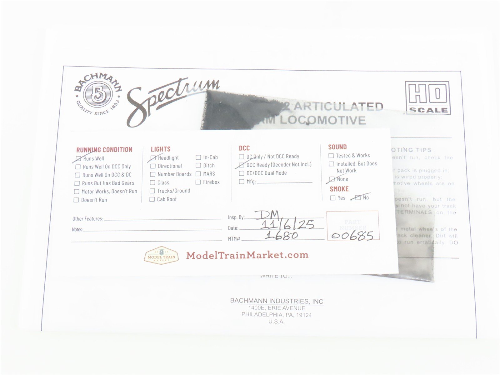 HO Bachmann Spectrum 82603 C&O 2-6-6-2 Articulated H5 Steam #1522 - Weathered