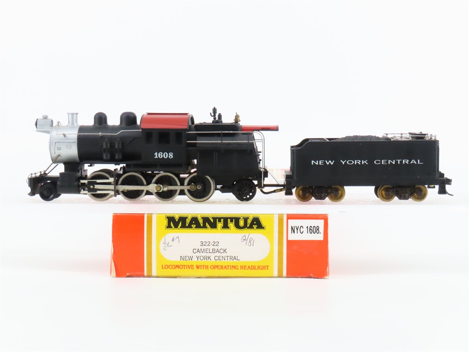 HO Scale Mantua 322-22 NYC New York Central 2-8-2 Camelback Steam #1608