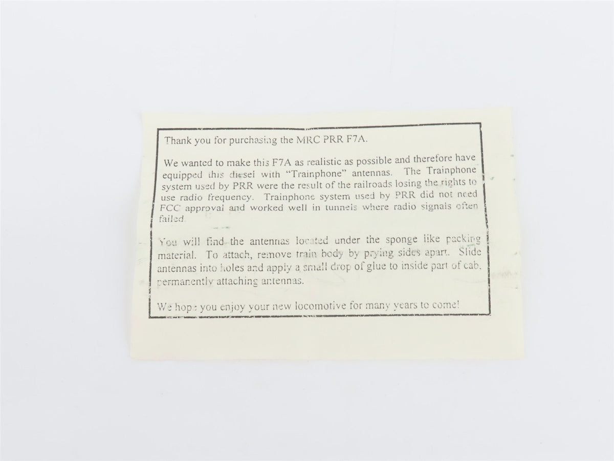 HO Scale MRC Platinum CB133 PRR Pennsylvania EMD F7A Diesel Locomotive #9814