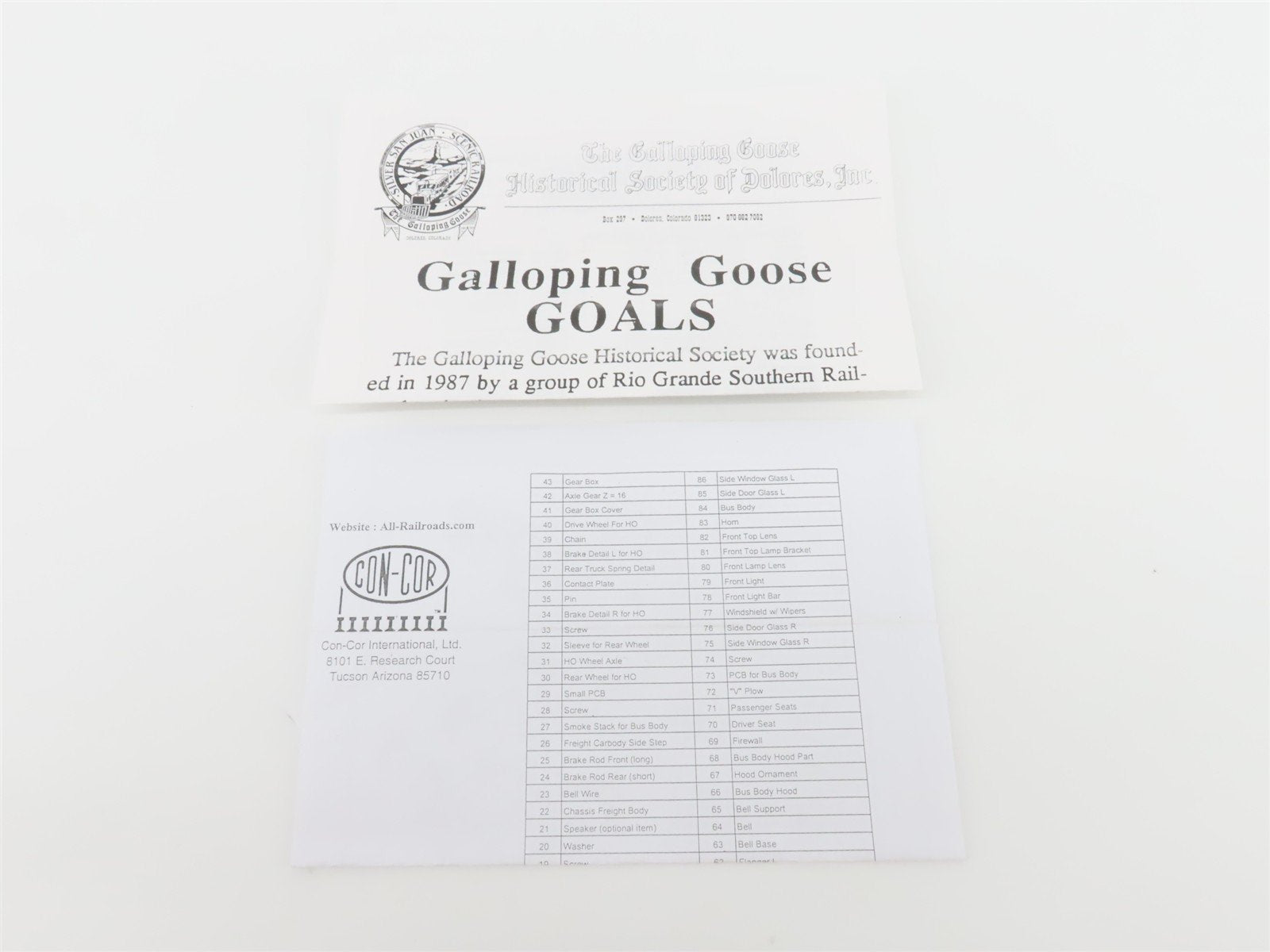 HO Scale Con-Cor 4101 Rio Grande Southern Galloping Goose Diesel #5