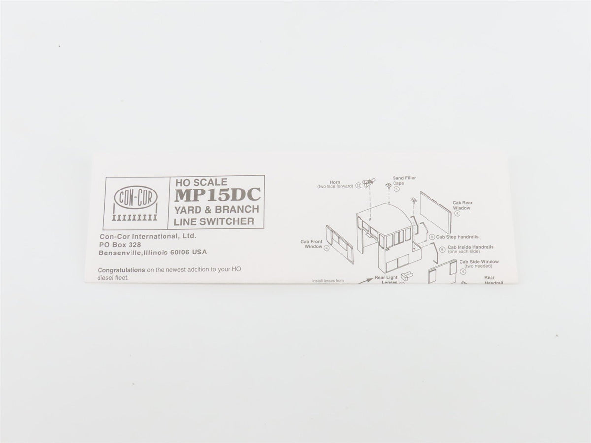 HO Scale Con-Cor 0001-155602 CR Conrail MP15DC Diesel Locomotive #9630