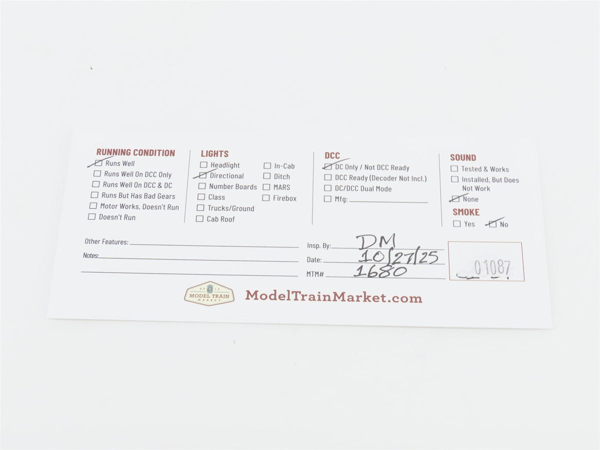 HO Scale Con-Cor 0001-155602 CR Conrail MP15DC Diesel Locomotive #9630