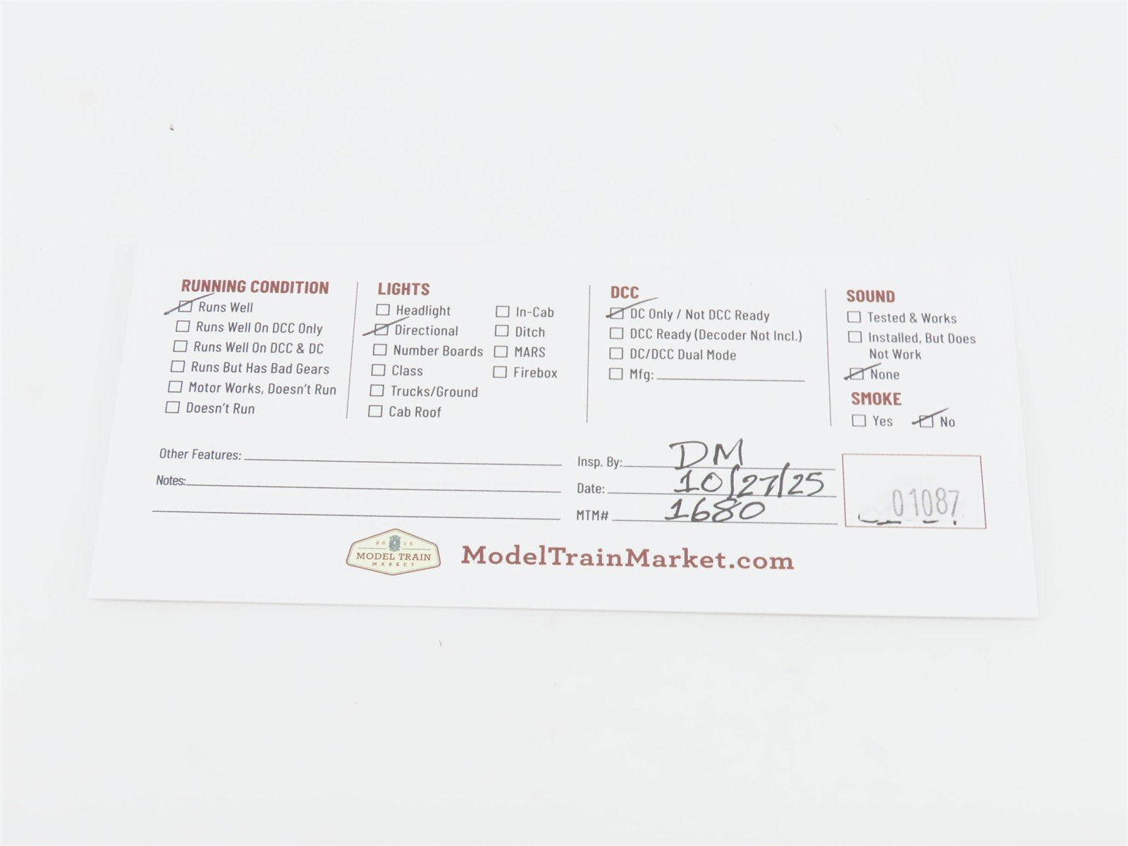 HO Scale Con-Cor 0001-155602 CR Conrail MP15DC Diesel Locomotive #9630