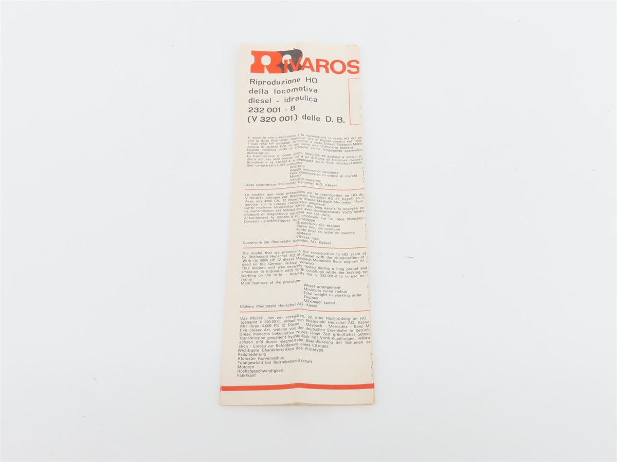 HO Scale Rivarossi 1996 DB Deutsche Bahn 232 Diesel Locomotive #001-8