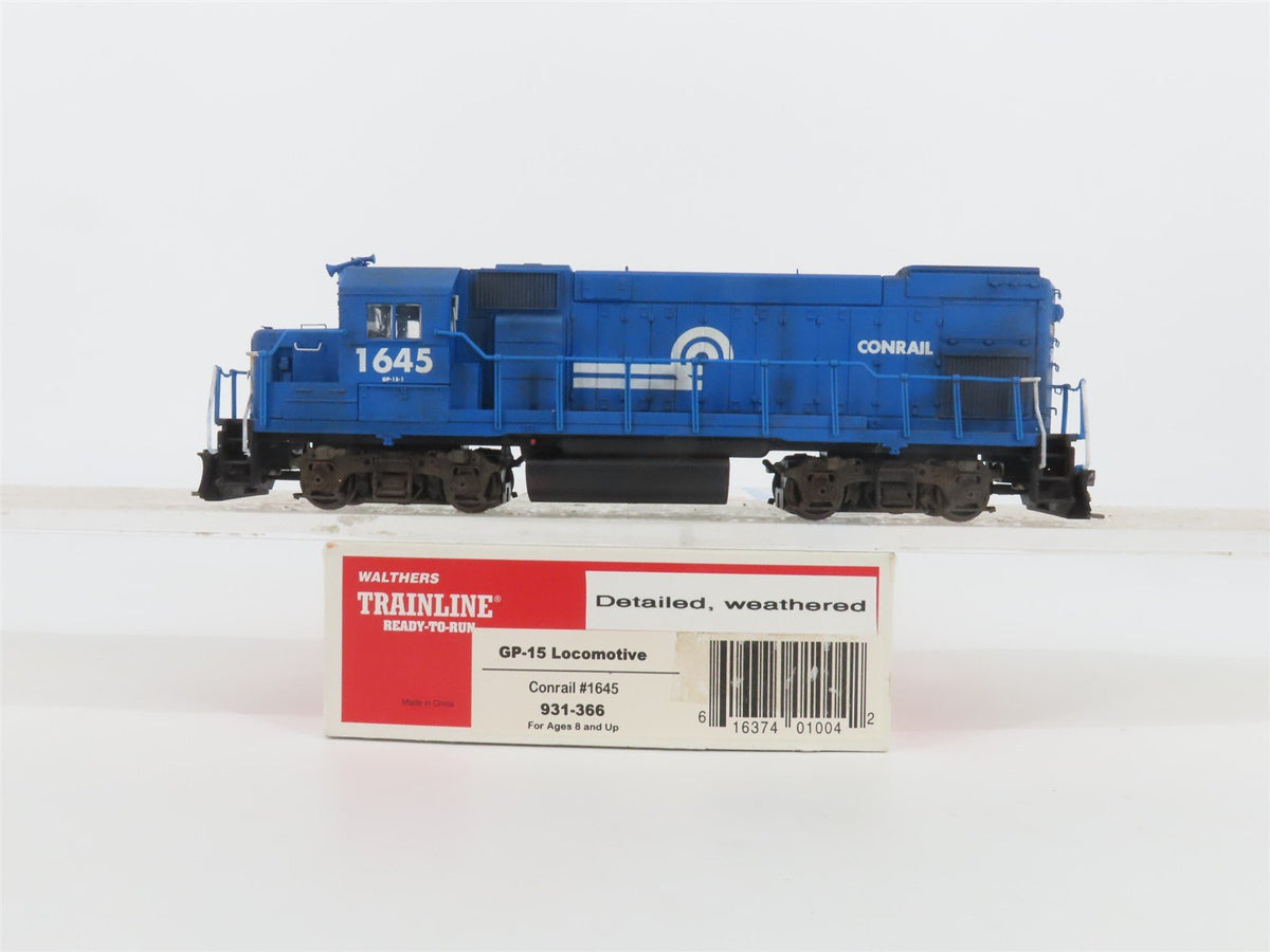 HO Scale Walthers Trainline 931-366 CR Conrail GP15 Diesel Loco #1645 Weathered