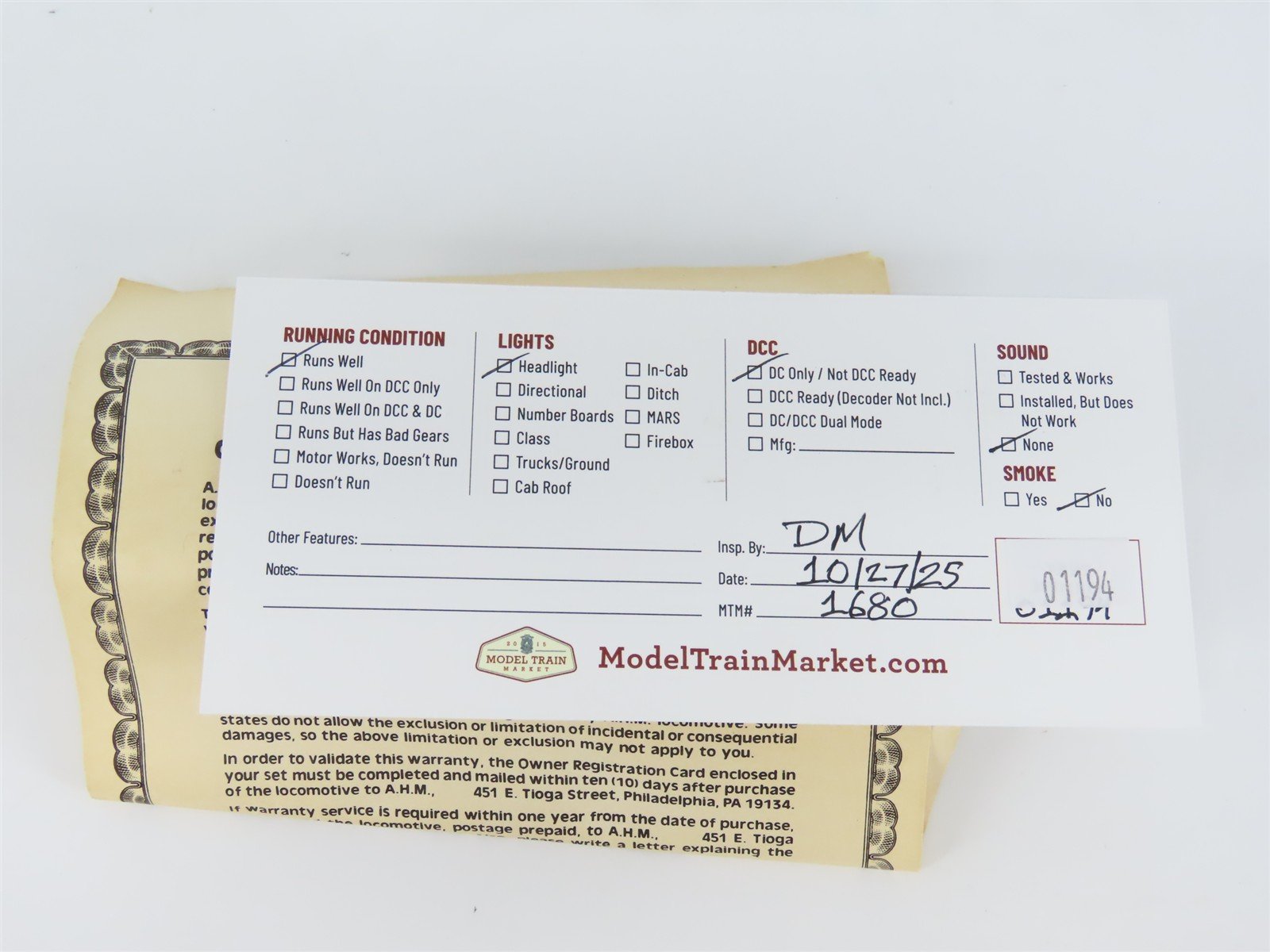 HO Scale AHM UP Union Pacific F45 Diesel Locomotive w/Caboose