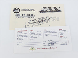 HO Scale AHM 5080D UP Union Pacific FT A Diesel Locomotive #1234