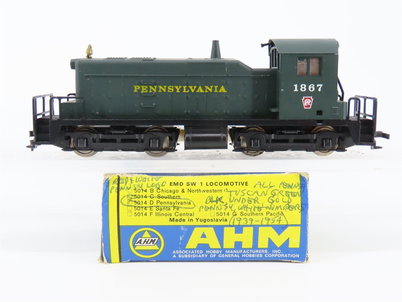 HO Scale AHM 5014D PRR Pennsylvania SW1 Diesel Locomotive #1867