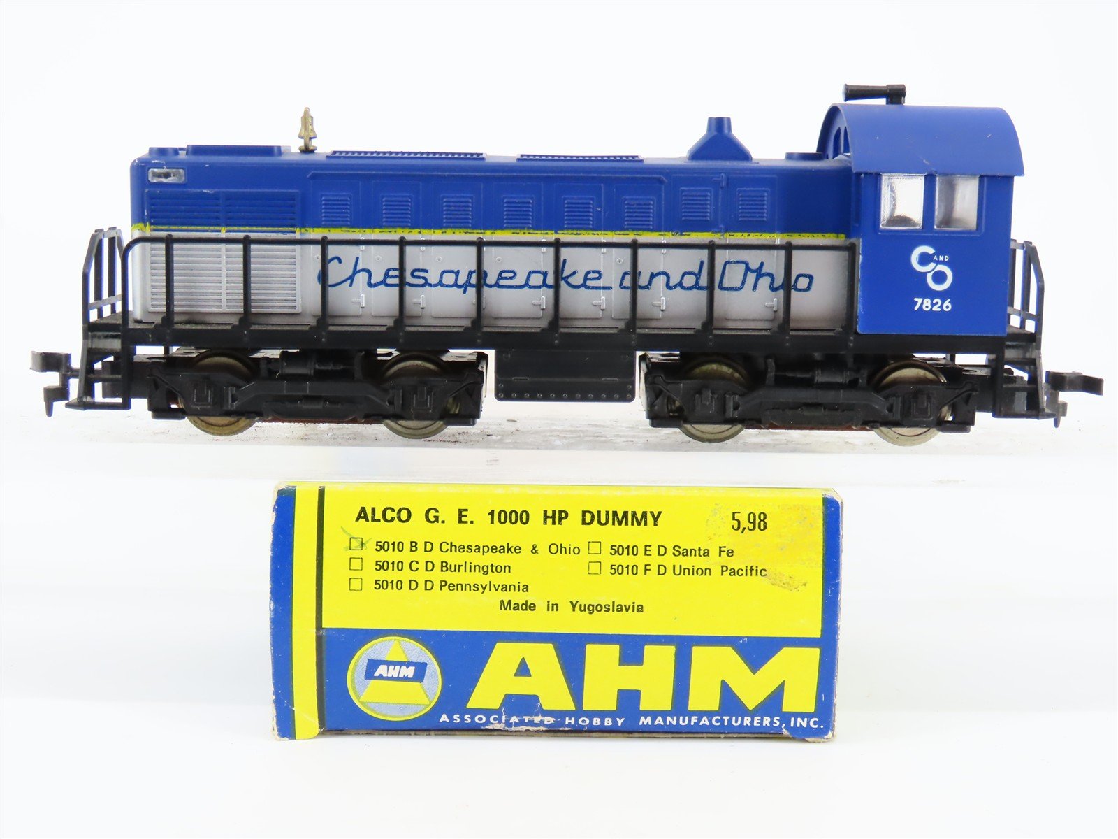 HO Scale AHM 5010B C&O Chesapeake & Ohio Alco-1000 Diesel #7826 UNPOWERED