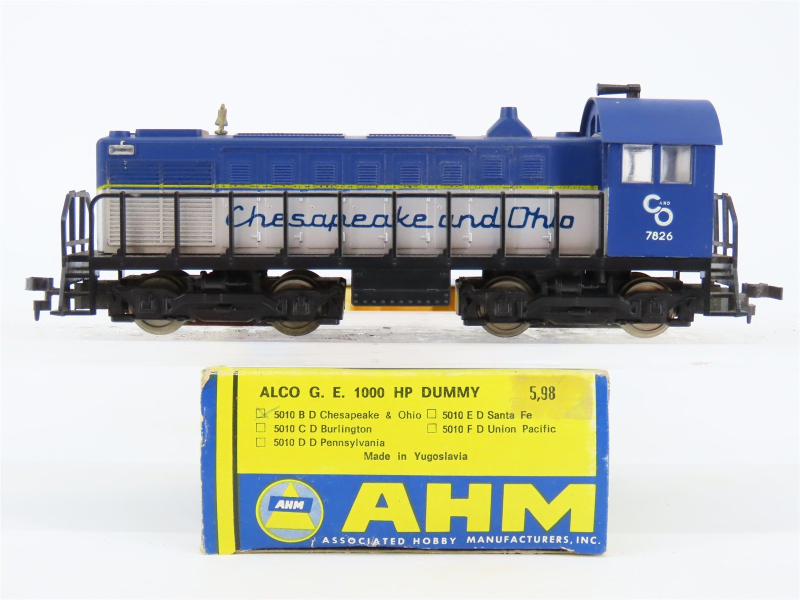 HO Scale AHM 5010B C&O Chesapeake & Ohio Alco-1000 Diesel #7826 UNPOWERED
