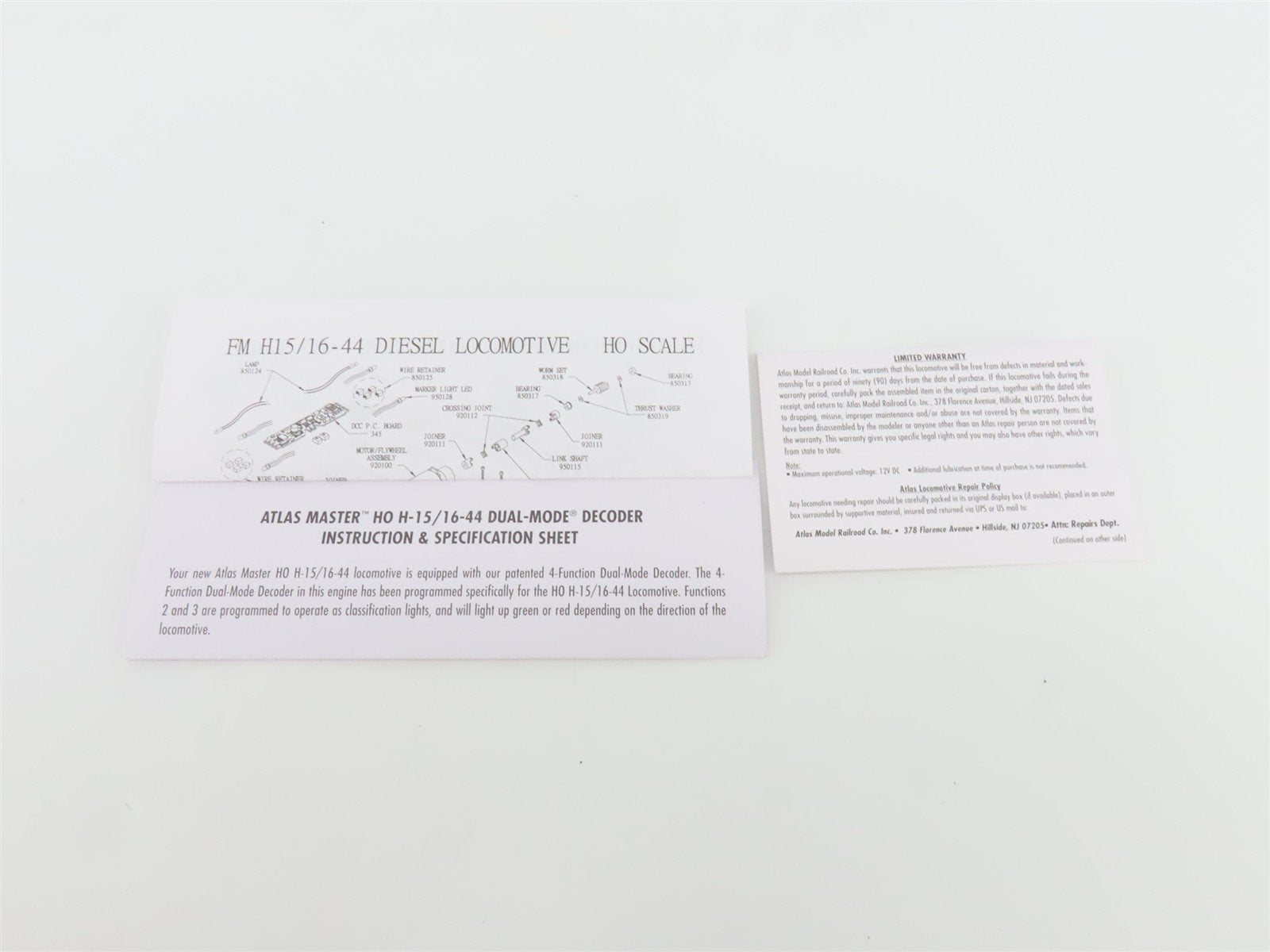 HO Scale Atlas Master 9530 PRR Pennsylvania FM H16-44 Diesel #8807 w/ DCC