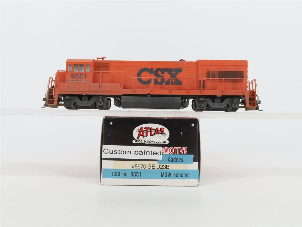 HO Scale Atlas 8670 CSX MofW Orange GE U23B Diesel #9551 - Custom &amp; Weathered