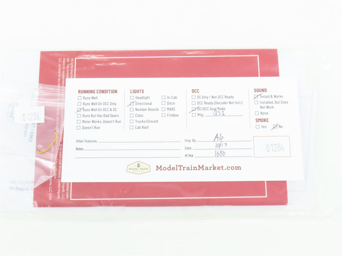 HO Scale Broadway Limited BLI 663 PRR Pennsylvania SW7 Diesel #9390 wDCC &amp; Sound