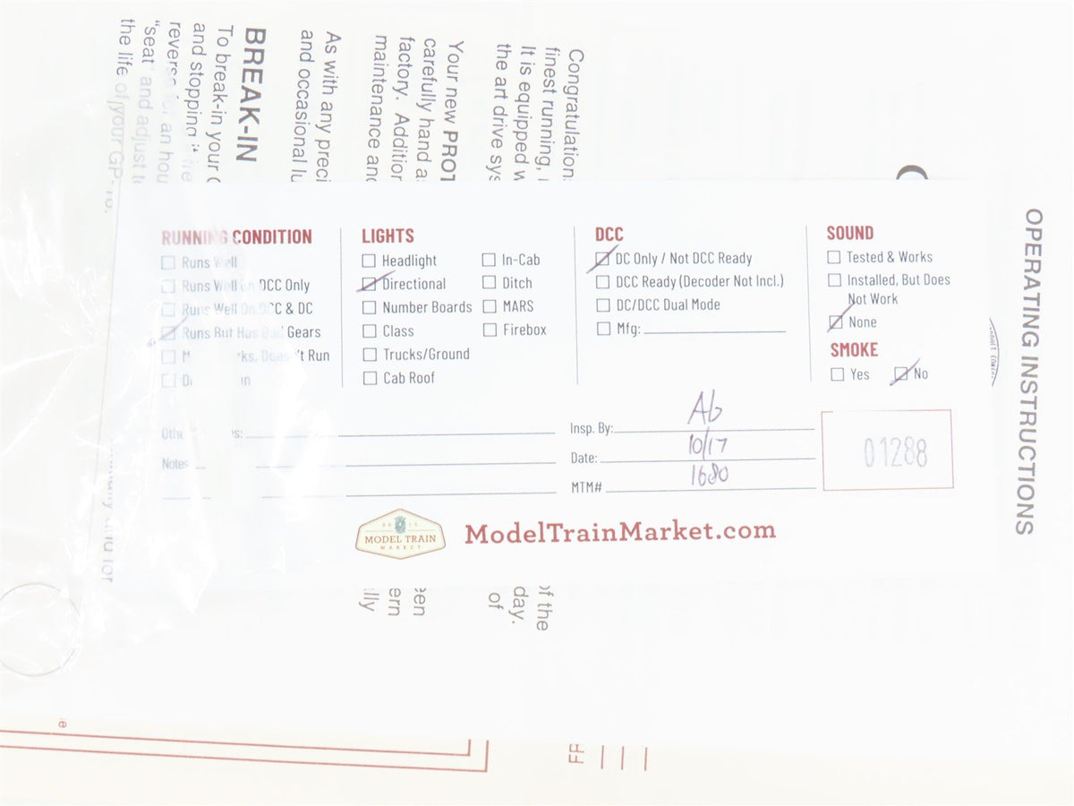 HO Scale Proto 2000 8167 TP&amp;W Toledo Peoria &amp; Western GP18 Diesel #600 BAD GEARS