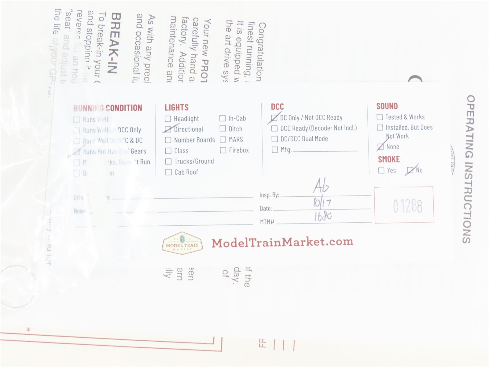 HO Scale Proto 2000 8167 TP&W Toledo Peoria & Western GP18 Diesel #600 BAD GEARS