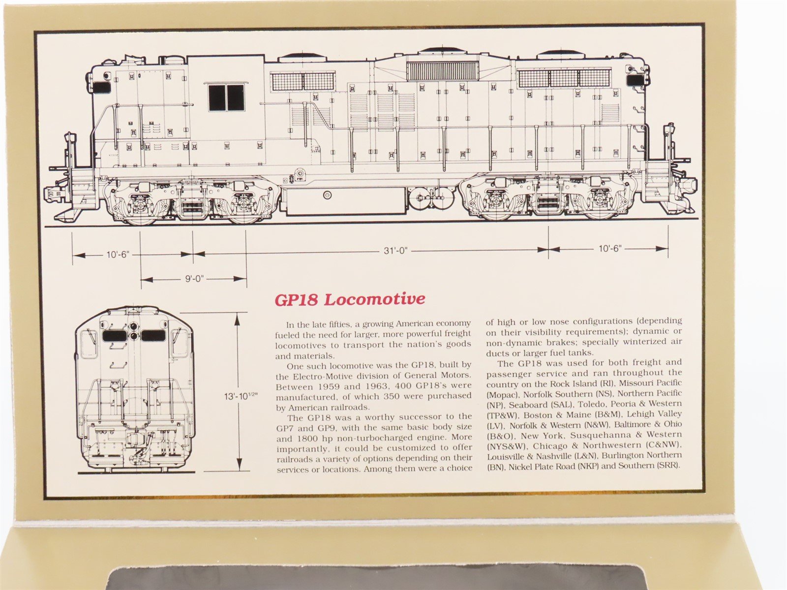 HO Scale Proto 2000 8167 TP&W Toledo Peoria & Western GP18 Diesel #600 BAD GEARS