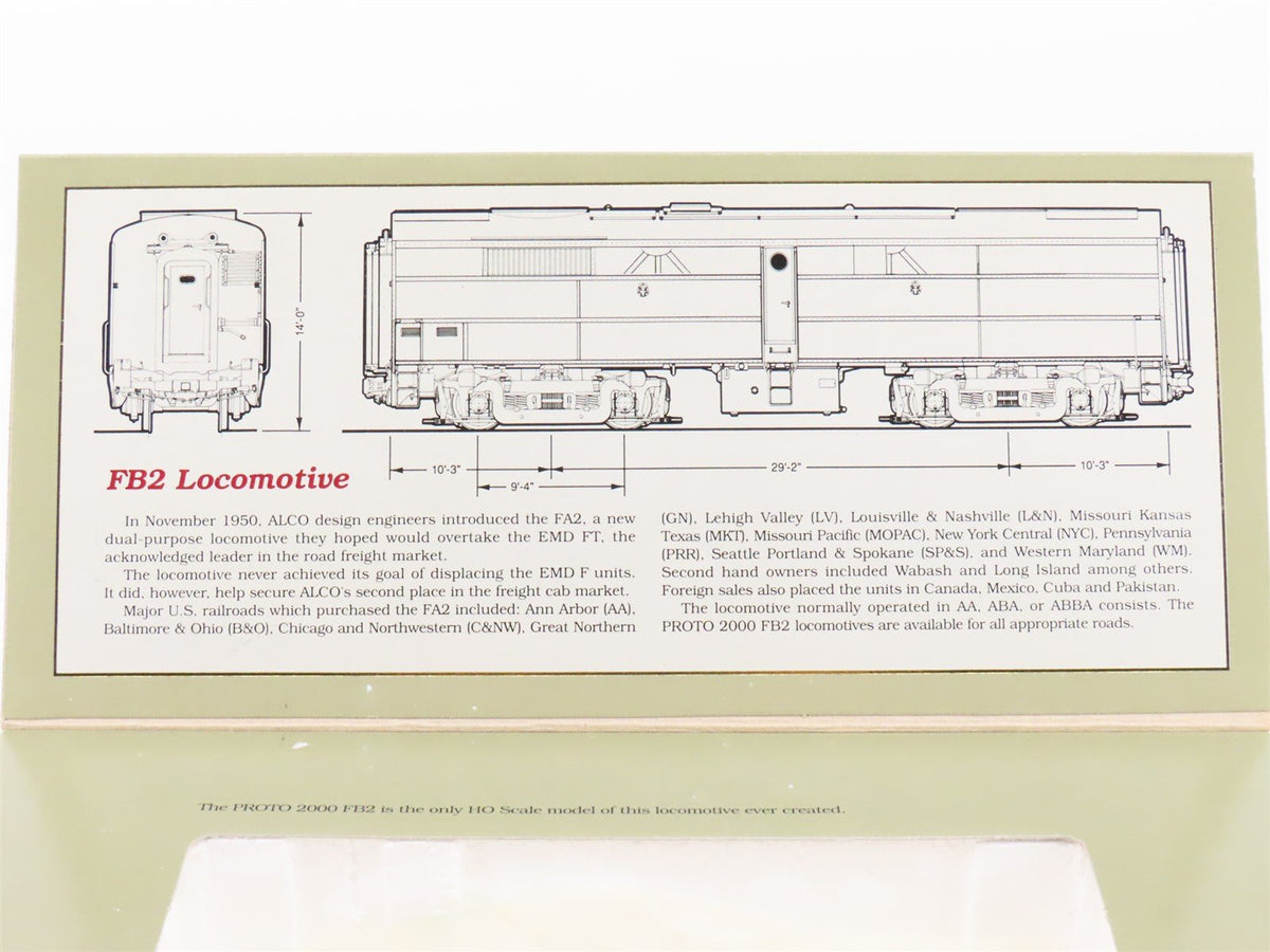 HO Scale Proto 2000 8376 PRR Pennsylvania FB2 Diesel Loco #9620B UNPOWERED