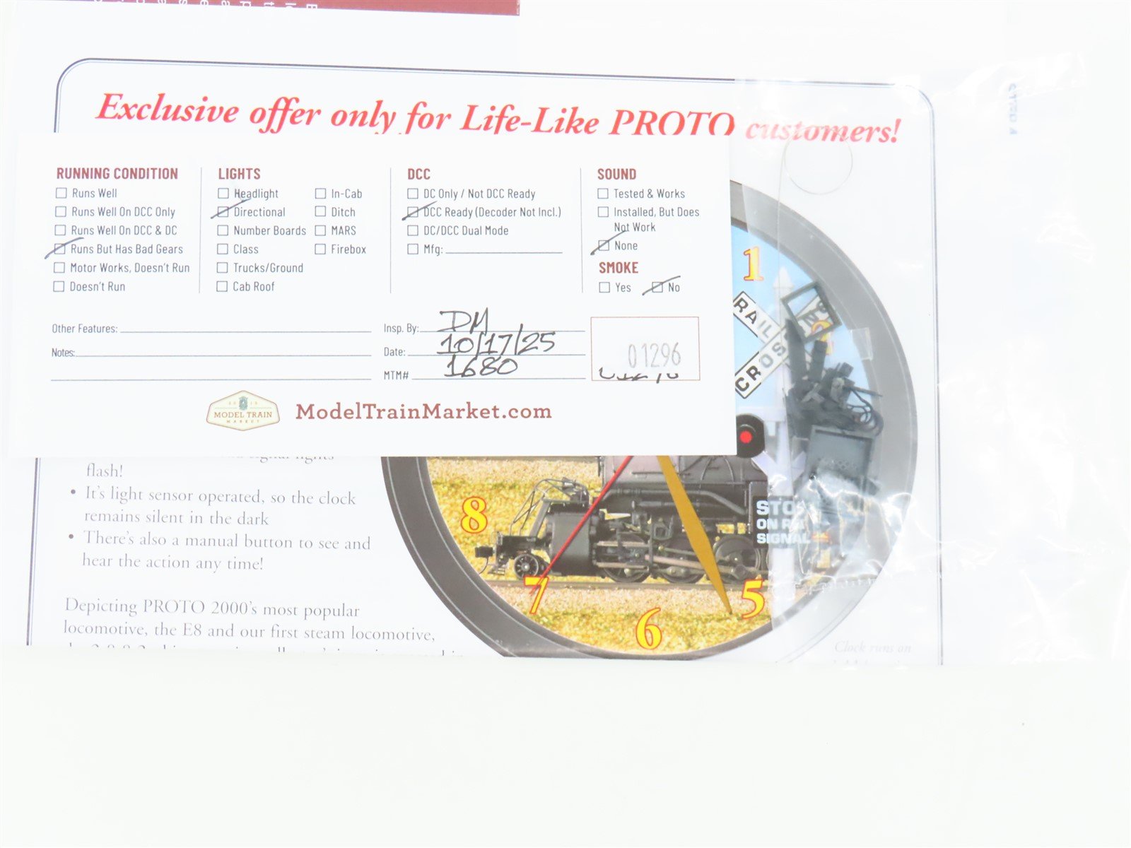 HO Scale Proto 2000 23564 PRR Pennsylvania GP7 Diesel Locomotive #8797 BAD GEARS