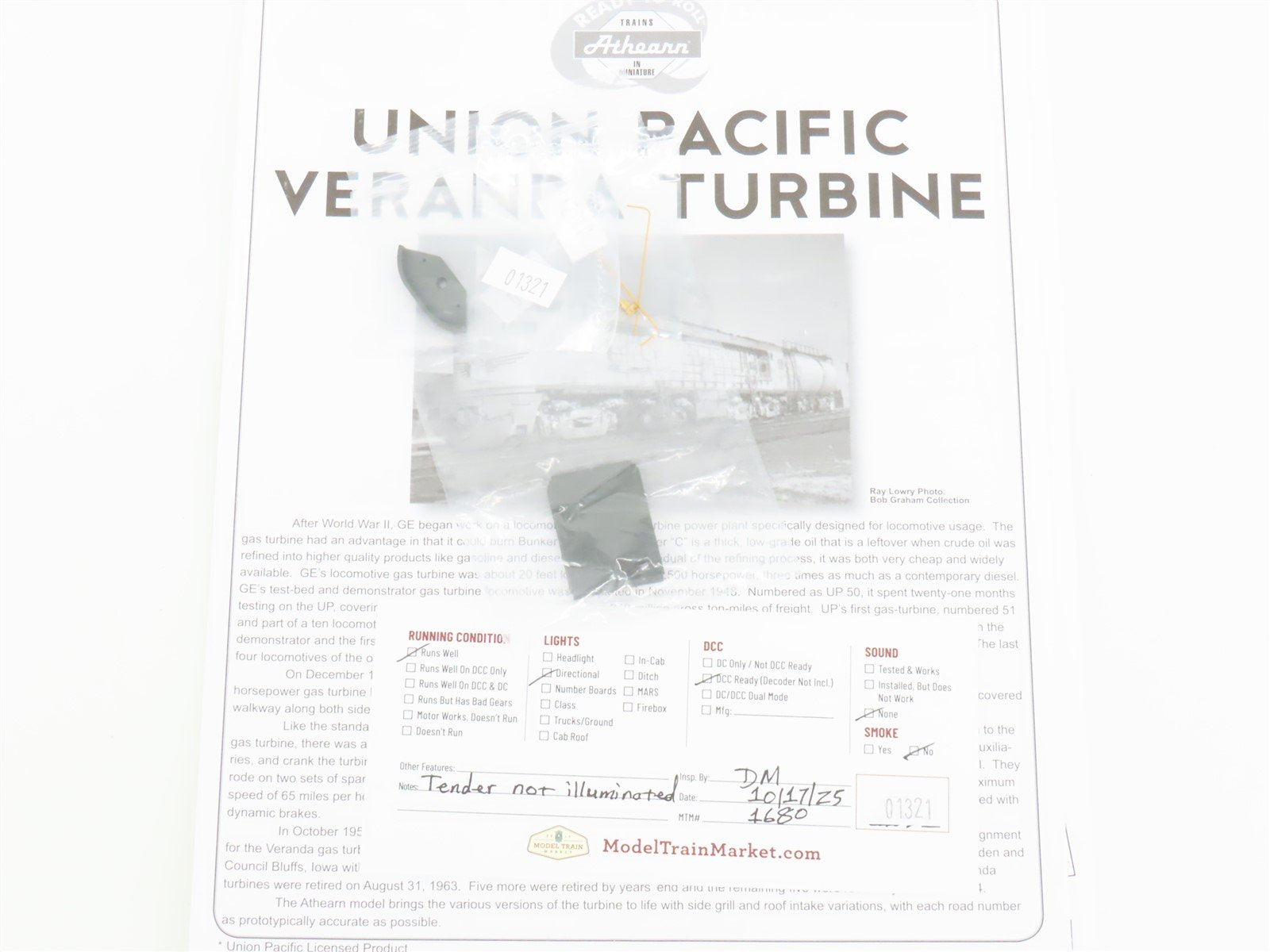 HO Scale Athearn RTR 88669 UP Union Pacific Veranda Gas Turbine #74