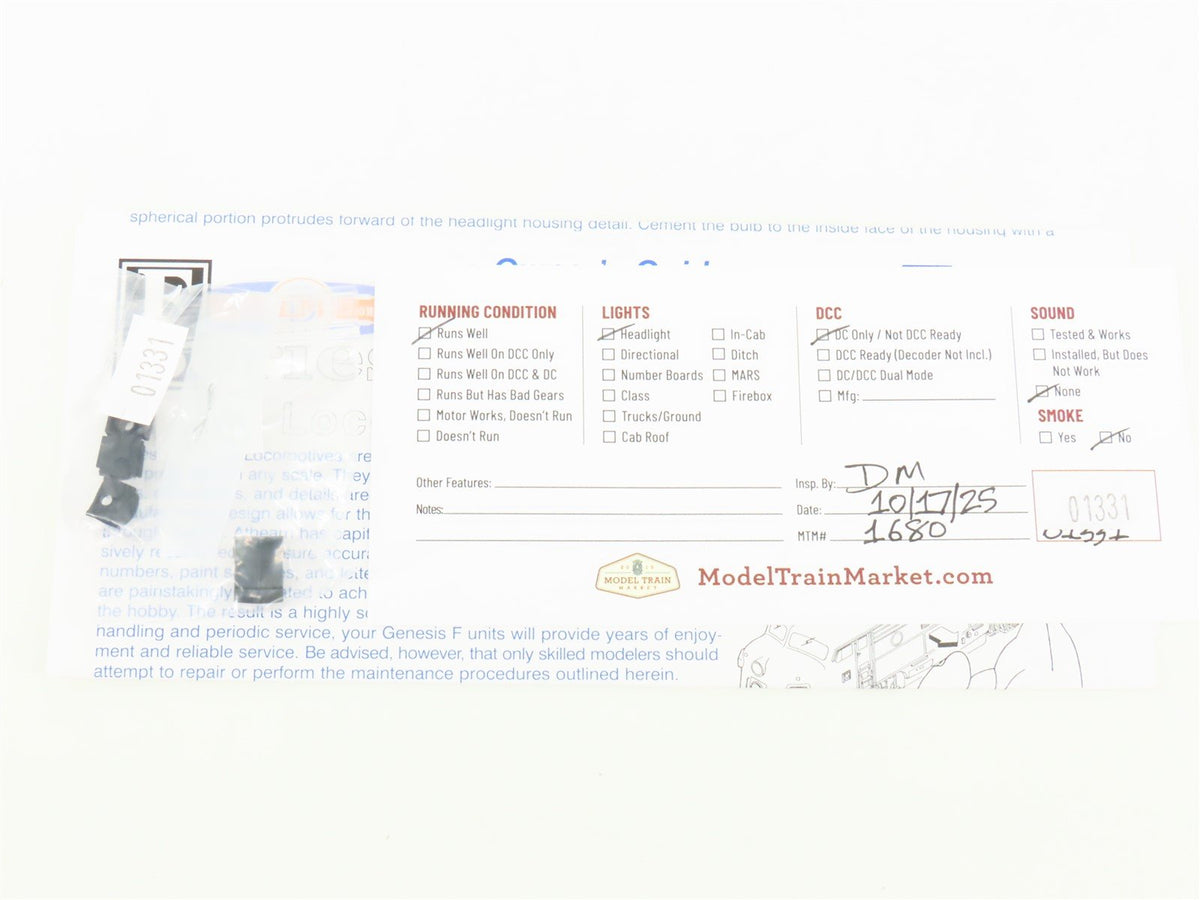 HO Scale Athearn Genesis G2023 PRR Pennsylvania F3A Phase 2 Diesel Loco #9501