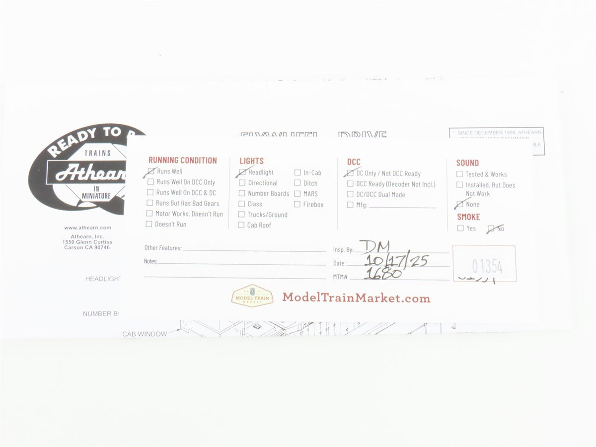 HO Athearn 80171 WSOR Wisconsin Southern 25th Anniversary SD40-2 Diesel #4025