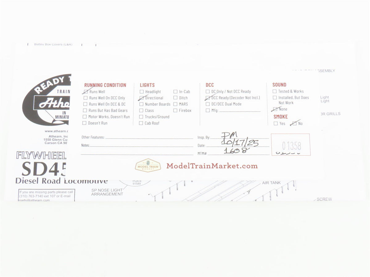 HO Scale Athearn RTR 91620 SSW Cotton Belt Bicentennial SD45T-2 Diesel #9389