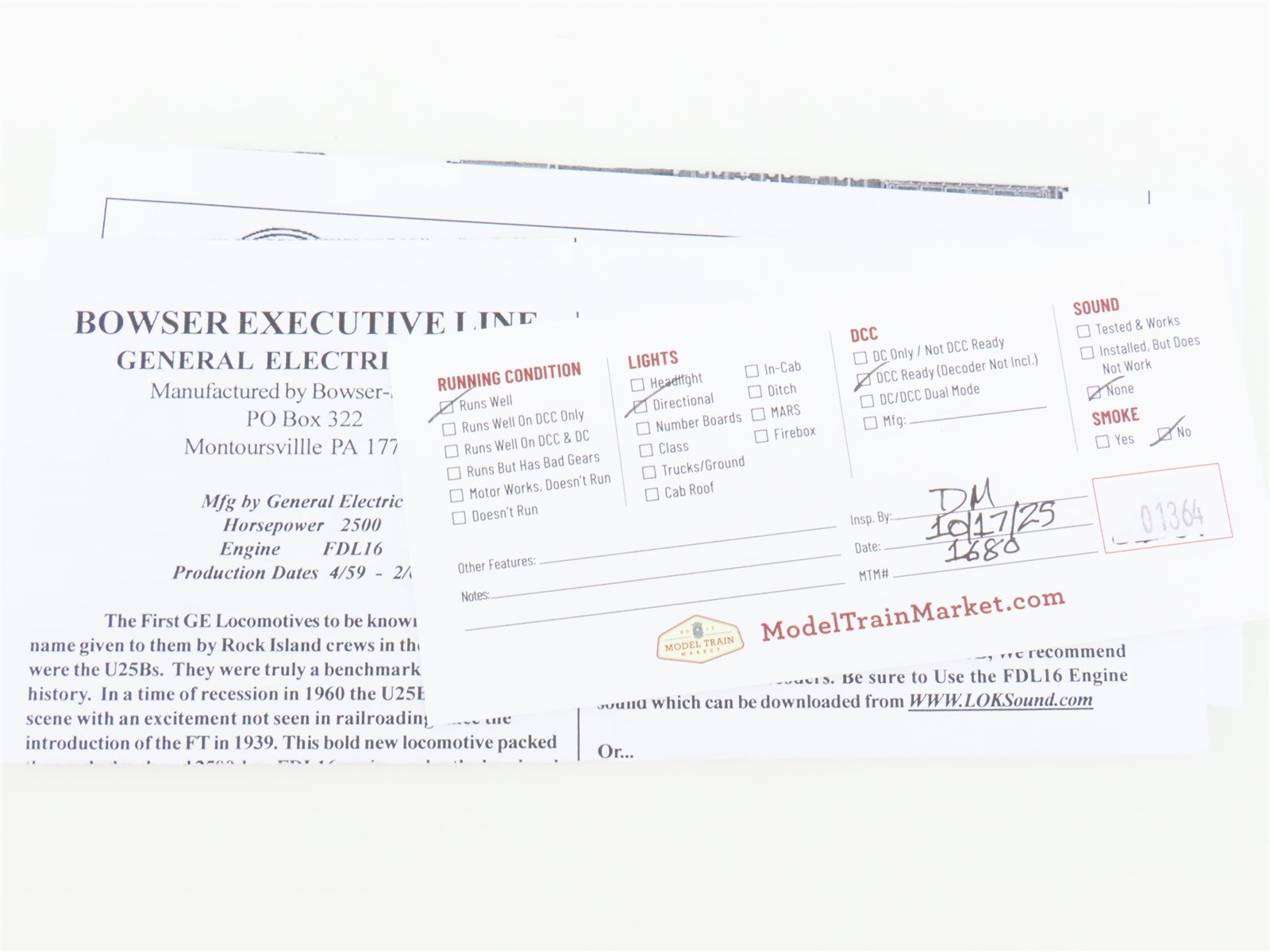 HO Scale Bowser 691-23108 PRR Pennsylvania U25B Diesel Locomotive #2502