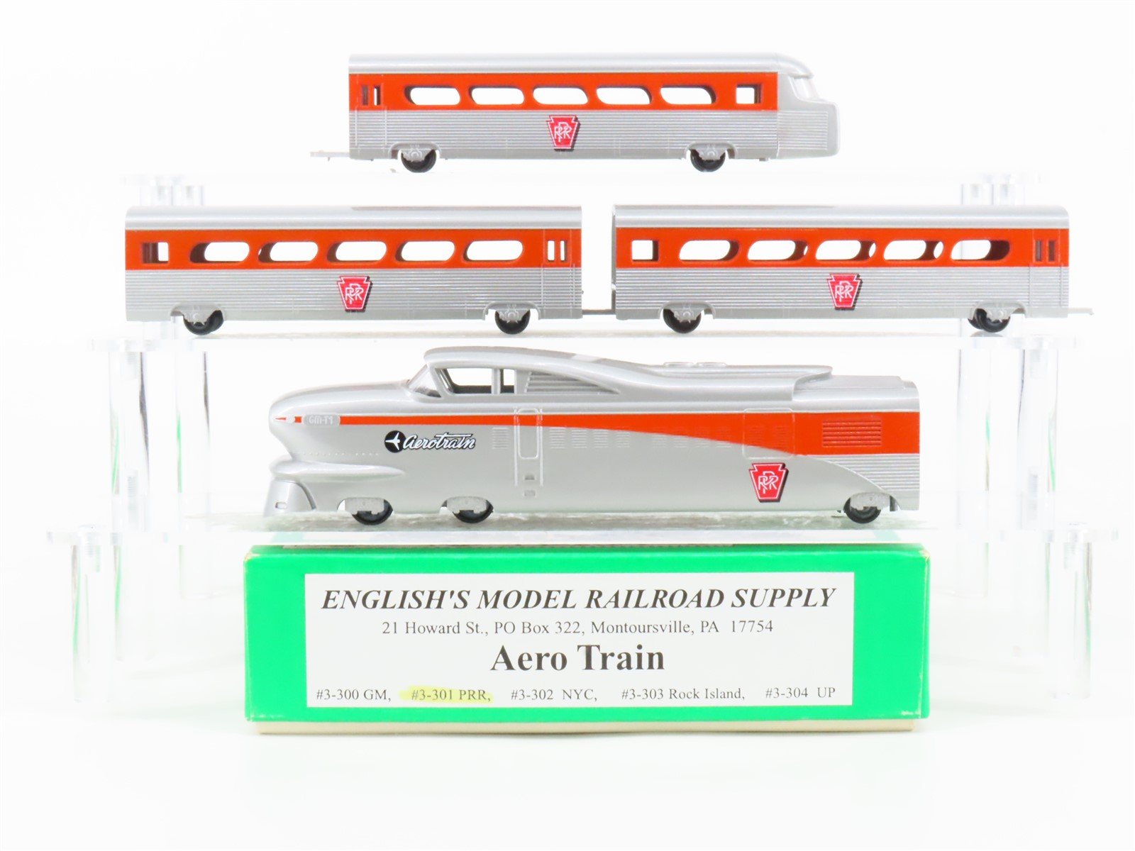 HO Scale Bowser 3-301 PRR Pennsylvania Aero Passenger Train Set UNPOWERED