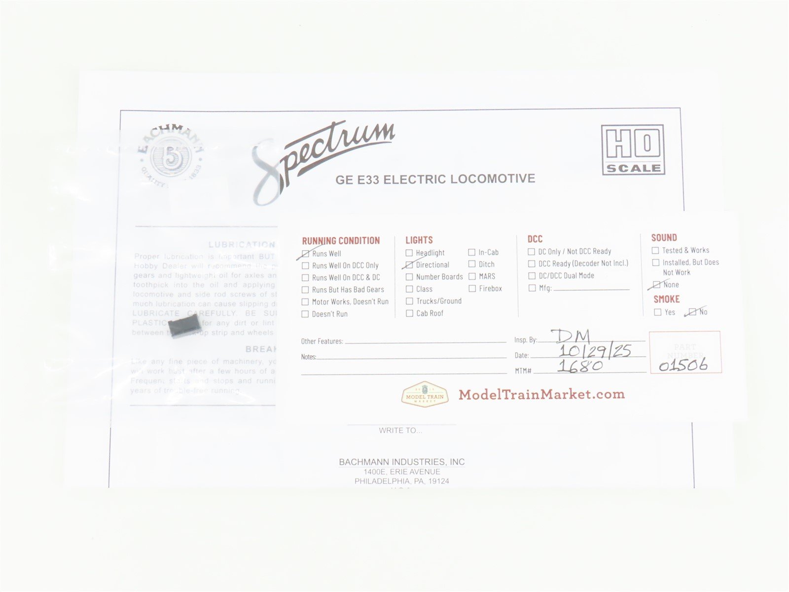 HO Scale Bachmann Spectrum 82406 CR Conrail GE E33 Electric #4603 - DCC Ready