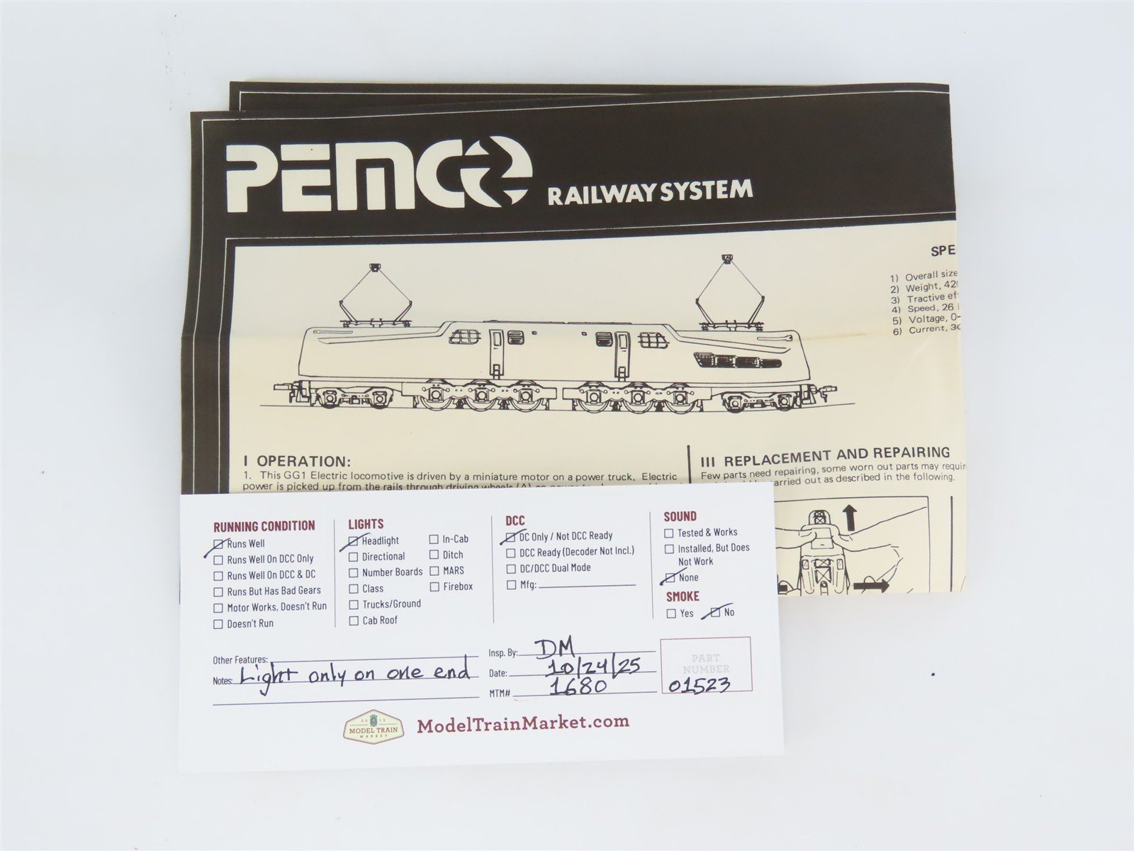 HO Scale PEMCO 3304-015 PRR Pennsylvania GG1 Electric Locomotive #4828