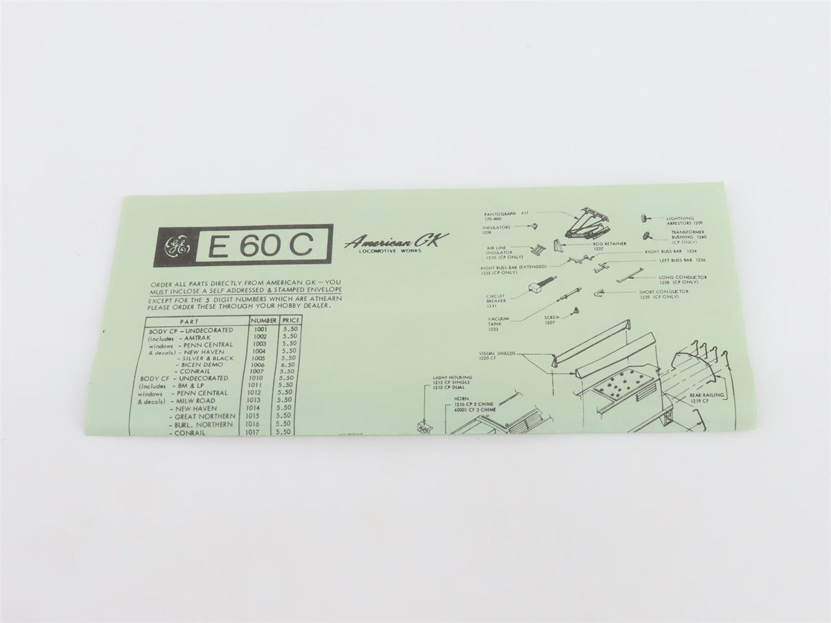 HO Scale American GK #13 MILW Milwaukee Road E60CF Electric #E108