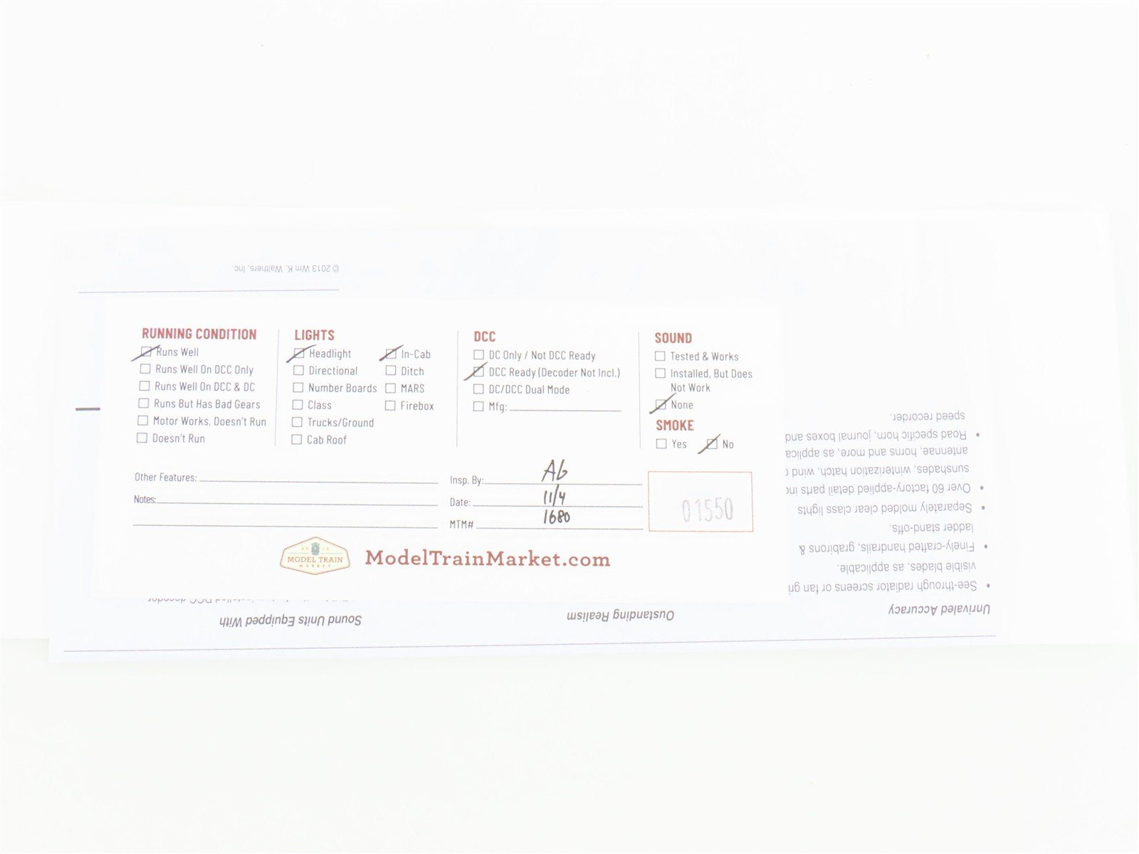 HO Walters Proto 920-13823 Amtrak/PC Metroliner 85' Budd Parlor Electric Loco