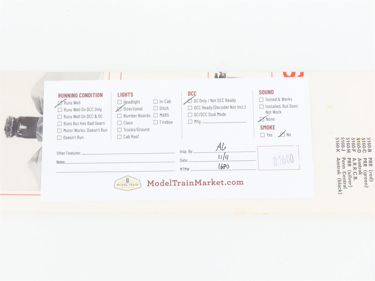 HO Scale AHM 5160-C PRR Pennsylvania GG1 Electric Locomotive #4929