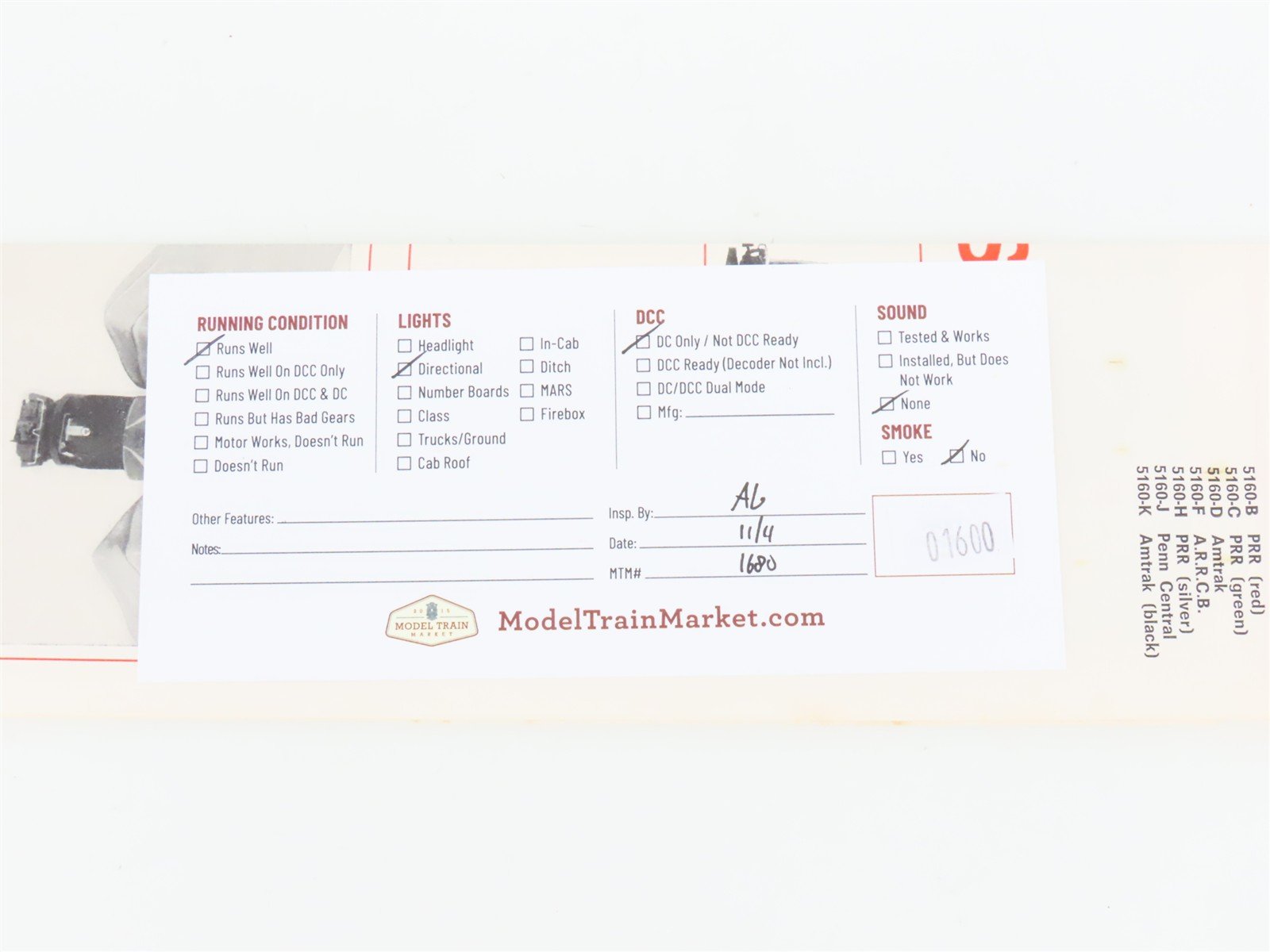 HO Scale AHM 5160-C PRR Pennsylvania GG1 Electric Locomotive #4929